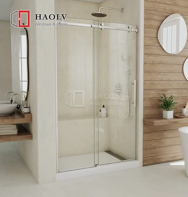 single sliding frameless shower door
